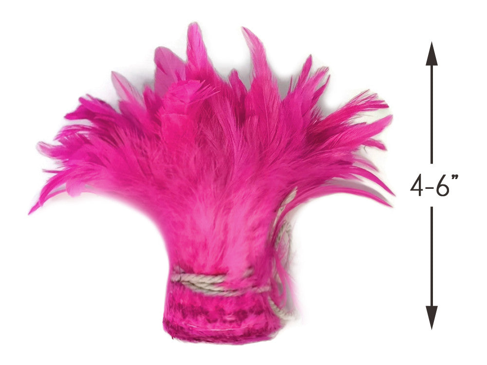 4 Inch Strip - Hot Pink Bleached & Dyed Strung Rooster Schlappen Feathers