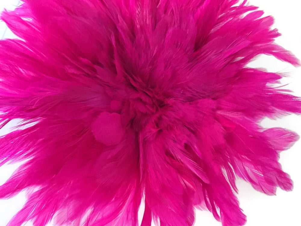 1 Yard - Hot Pink Bleached & Dyed Strung Rooster Schlappen Wholesale Feathers (Bulk)