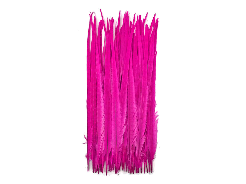 10 Pieces - 18-22" Hot Pink Bleached and Dyed Long Ringneck Pheasant Tail Feathers