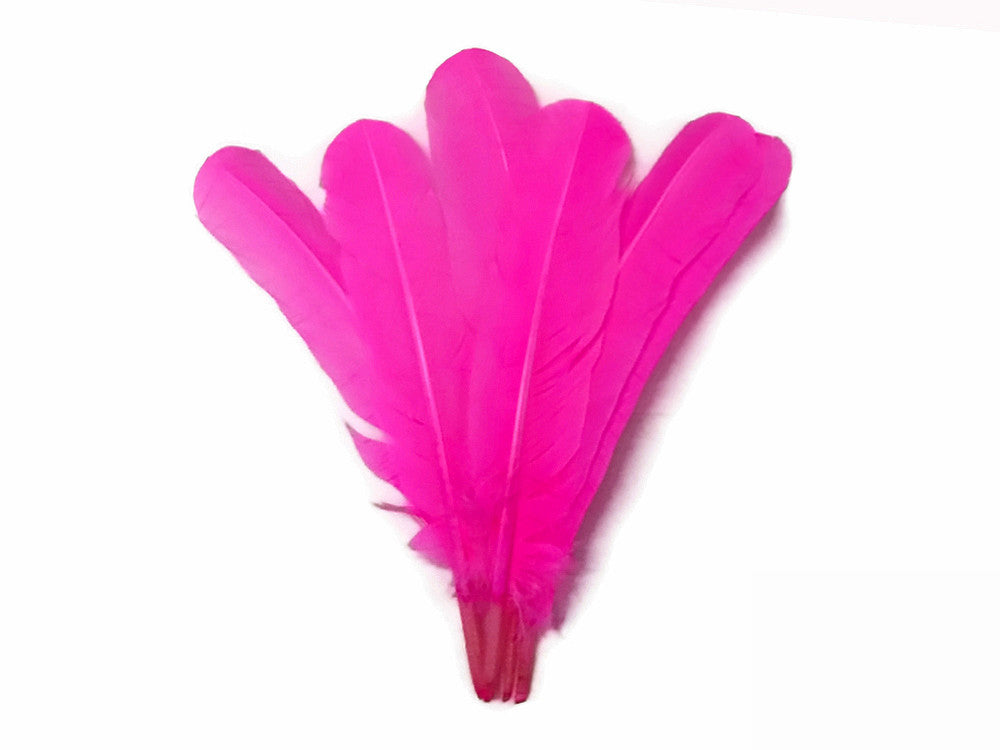 6 Pieces - Hot Pink Turkey Rounds Secondary Wing Quill Feathers