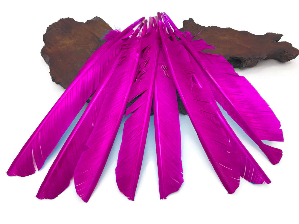 1/4 Lb - Hot Pink Turkey Pointers Primary Wing Quill Large Wholesale Feathers (Bulk)