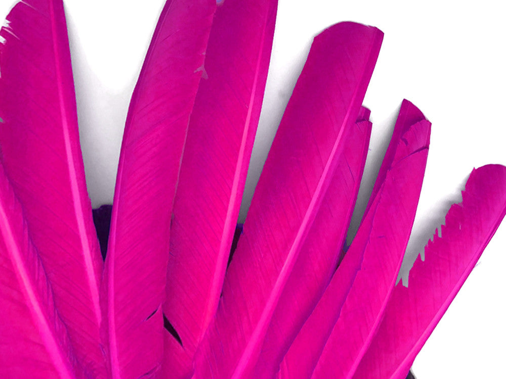 6 Pieces - Hot Pink Turkey Pointers Primary Wing Quill Large Feathers