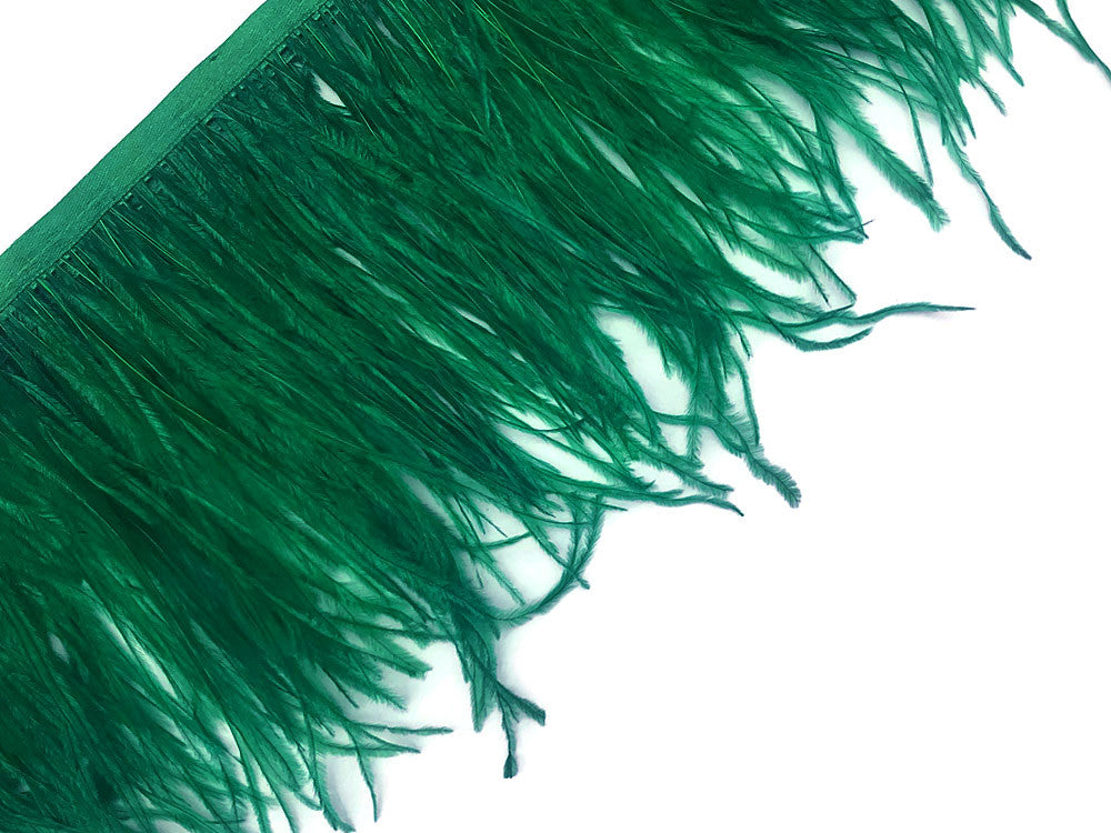 6 Inch Strip - Hunter Green Ostrich Fringe Trim Feather