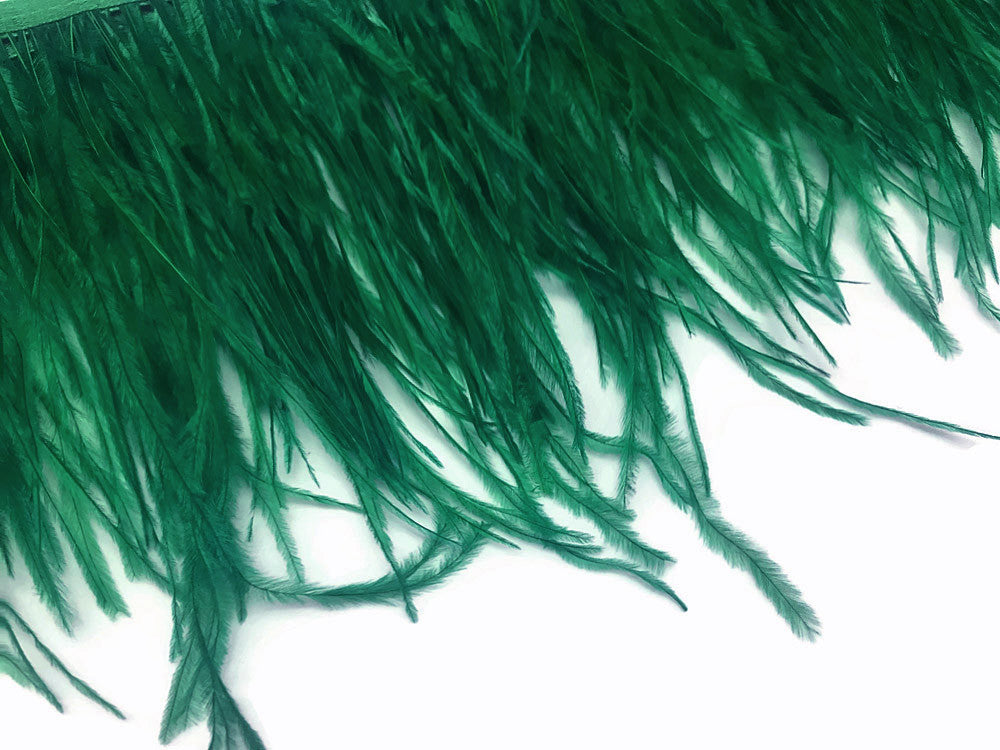 6 Inch Strip - Hunter Green Ostrich Fringe Trim Feather