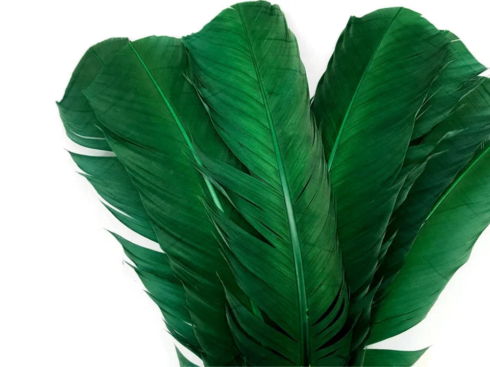 Vibrant green ostrich feathers for DIY crafts and fashion accessories.