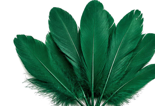1/4 lbs. - Hunter Green Goose Satinettes Pallet Soft Wing Quill Wholesale Feathers (Bulk)