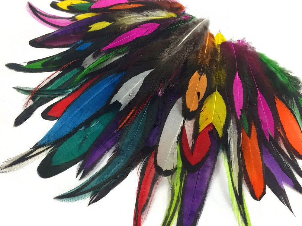 1 Pack - Imperfect Colorful Mix Laced Hen Rooster Cape Saddle Feather 0.05 Oz.