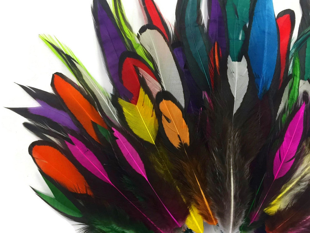 1 Pack - Imperfect Colorful Mix Laced Hen Rooster Cape Saddle Feather 0.05 Oz.