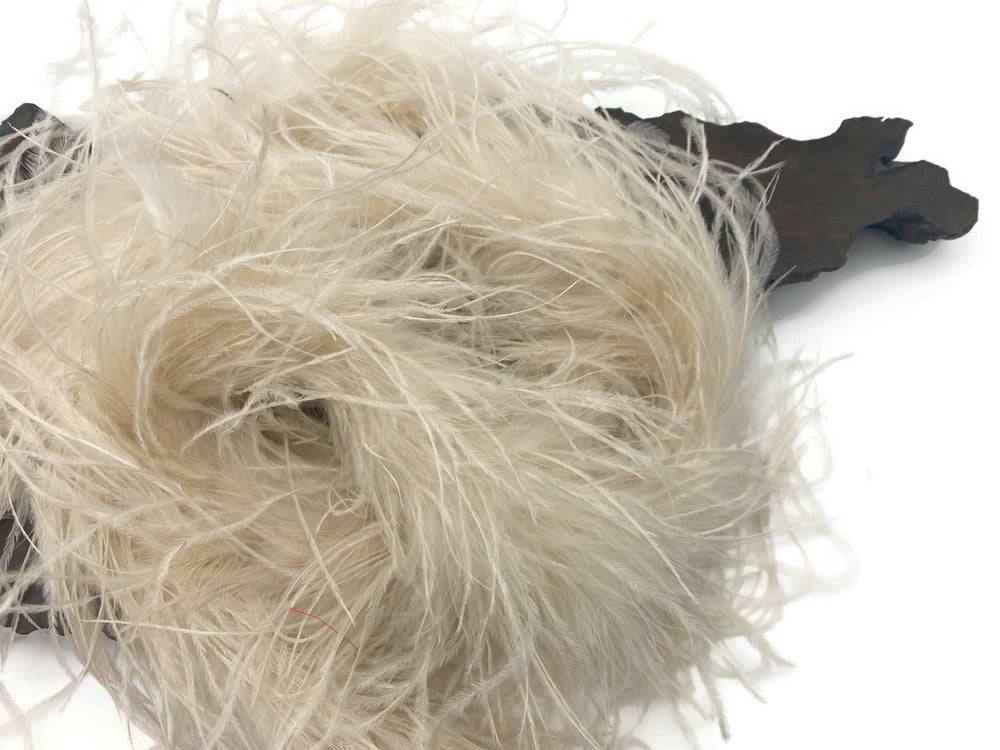 2 Yards - Ivory 3 Ply Ostrich Medium Weight Fluffy Feather Boa