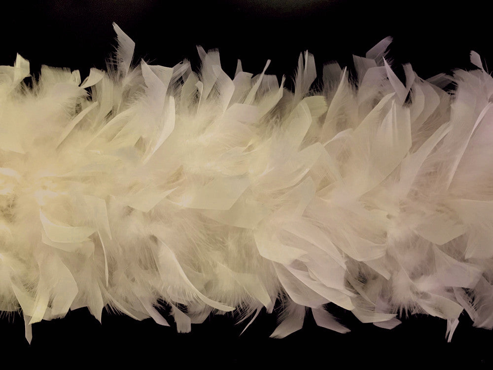 2 Yards - Ivory Heavy Weight Chandelle Feather Boa | 80 Gram