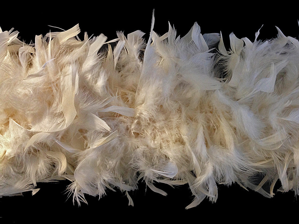 2 Yards - Ivory Heavy Weight Chandelle Feather Boa | 80 Gram