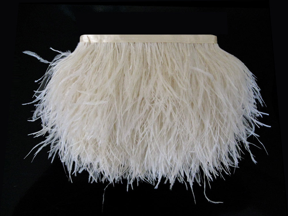 1 Yard - Ivory Ostrich Fringe Trim Wholesale Feather (Bulk)