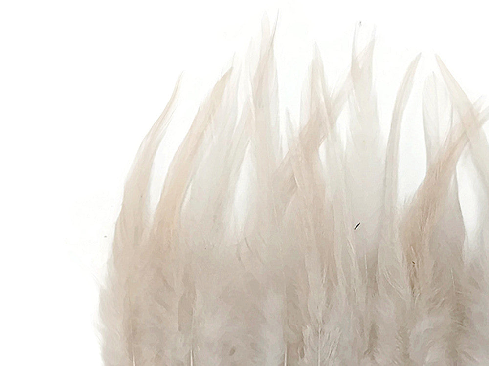 1 Dozen - Short Solid Ivory Whiting Farm Rooster Saddle Hair Extension Feathers