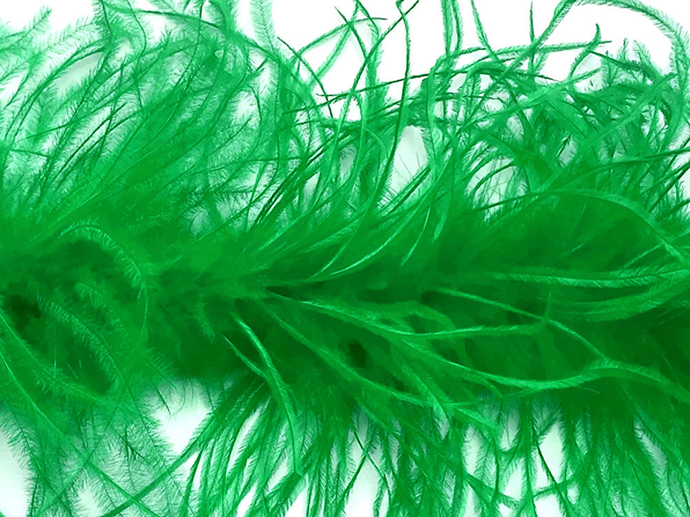 2 Yards - Kelly Green 2 Ply Ostrich Medium Weight Fluffy Feather Boa