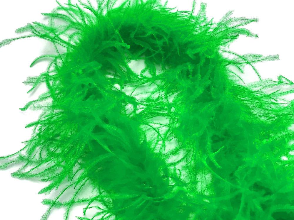 2 Yards - Kelly Green 2 Ply Ostrich Medium Weight Fluffy Feather Boa