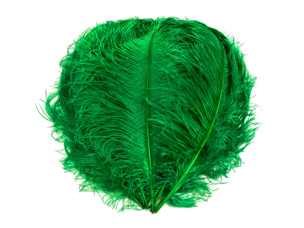 10 Pieces - 18-24" Kelly Green Large Prime Grade Ostrich Wing Plume Centerpiece Feathers