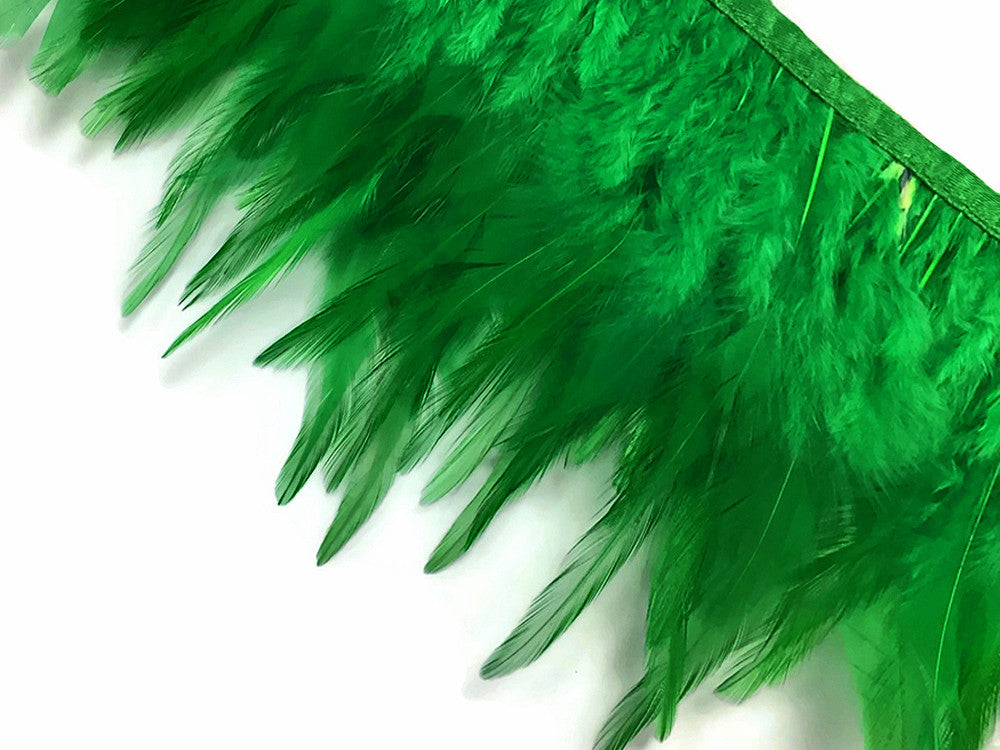 1 Yard - Christmas Green Rooster Neck Hackle Saddle Feather Wholesale Trim