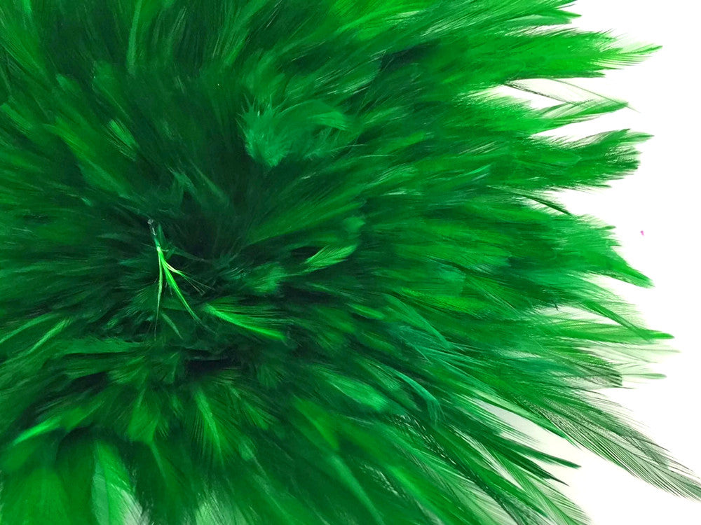 4 Inch Strip – 4-6” Dyed Kelly Green Strung Chinese Rooster Saddle Feathers