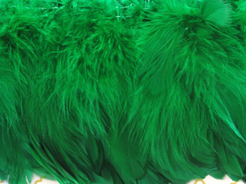 1 Yard – 4-6” Dyed Kelly Green Strung Chinese Rooster Saddle Wholesale Feathers (Bulk)