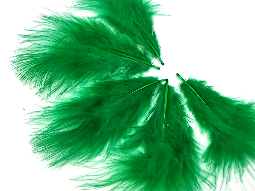 1/4 Lb - Kelly Green Turkey Marabou Short Down Fluffy Loose Wholesale Feathers (Bulk)