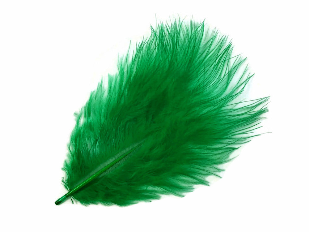 1/4 Lb - Kelly Green Turkey Marabou Short Down Fluffy Loose Wholesale Feathers (Bulk)