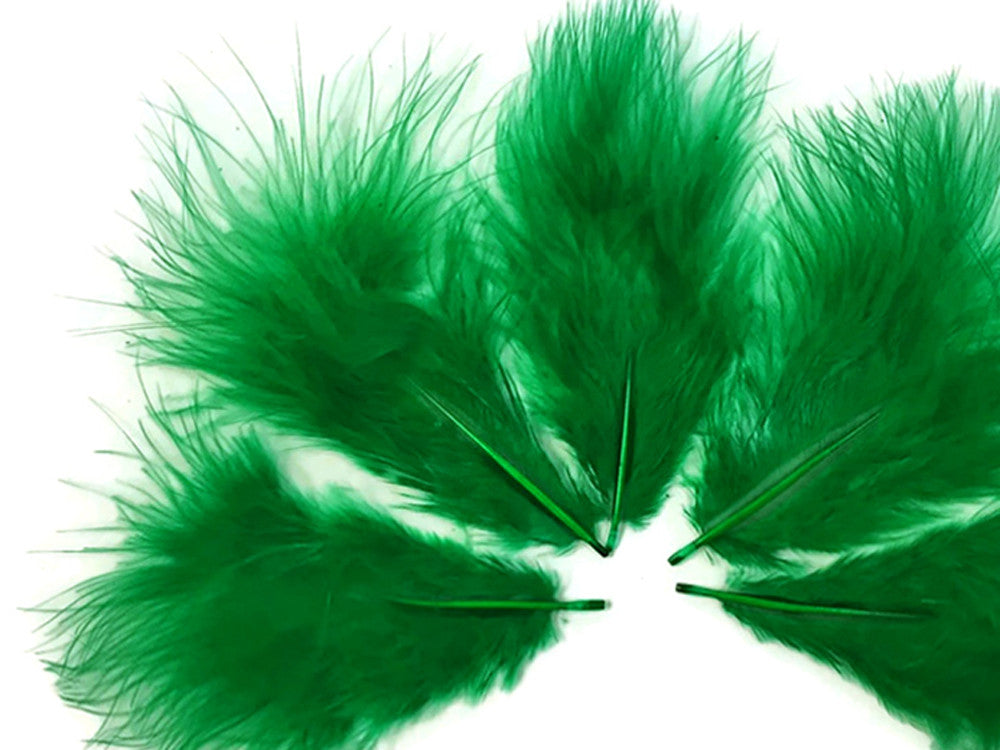 1/4 Lb - Kelly Green Turkey Marabou Short Down Fluffy Loose Wholesale Feathers (Bulk)