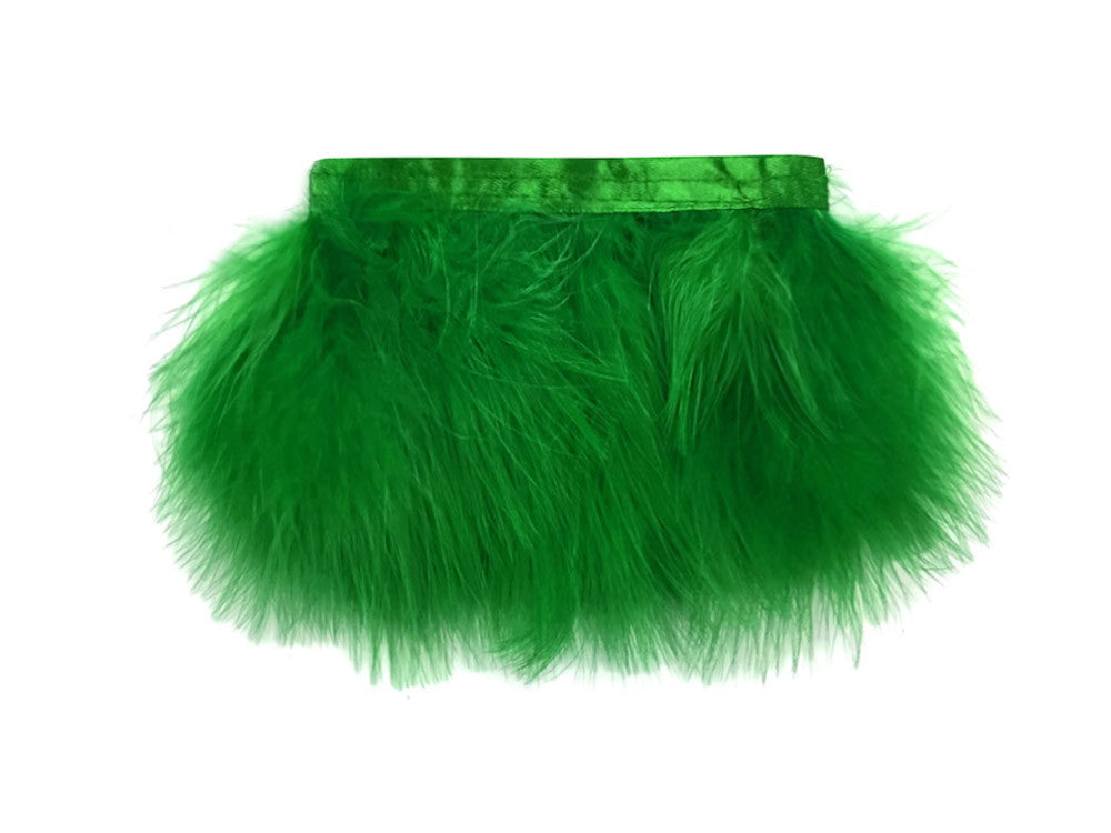 1 Yard - Kelly Green Marabou Turkey Fluff Feather Fringe Trim