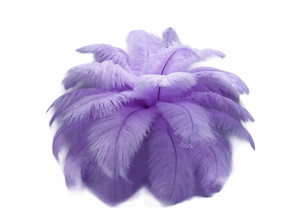 10 Pieces - 14-17" Lavender Ostrich Dyed Drab Body Feathers