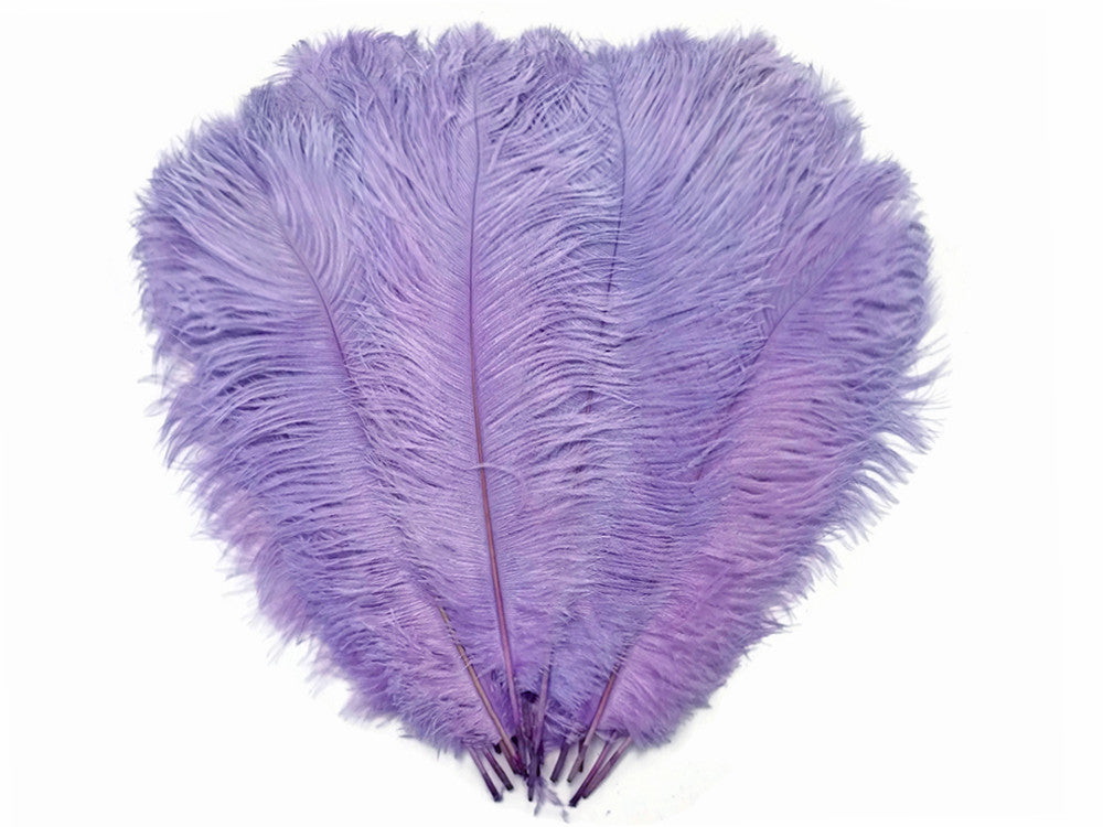 10 Pieces - 14-17" Lavender Ostrich Dyed Drab Body Feathers