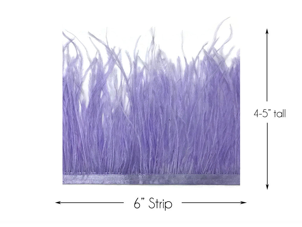 6 Inch Strip - Lavender Ostrich Fringe Trim Feather