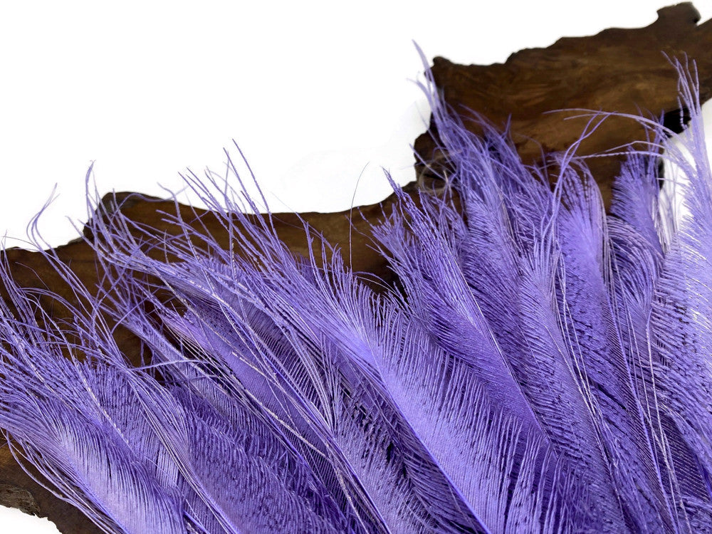 5 Pieces - Lavender Bleached & Dyed Peacock Swords Cut Feathers