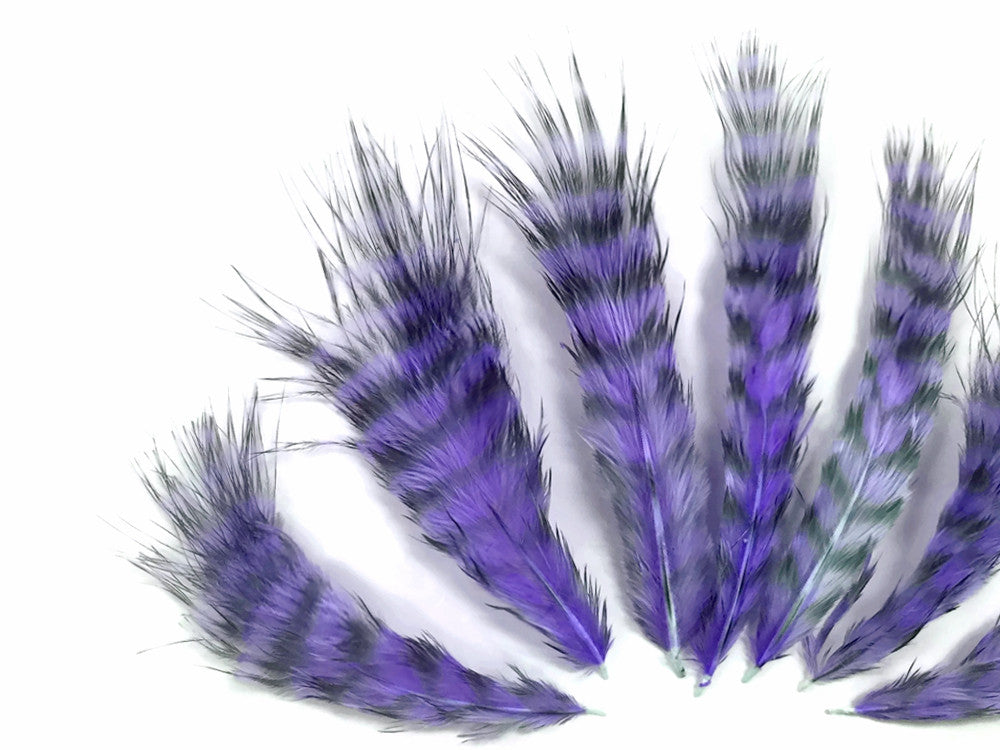 1 Dozen - Lavender Grizzly Mini Rooster Chickabou Fluff Whiting Hair Feathers