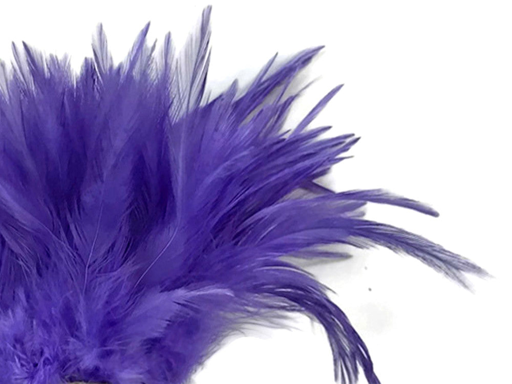 4 Inch Strip – 4-6” Dyed Lavender Strung Chinese Rooster Saddle Feathers