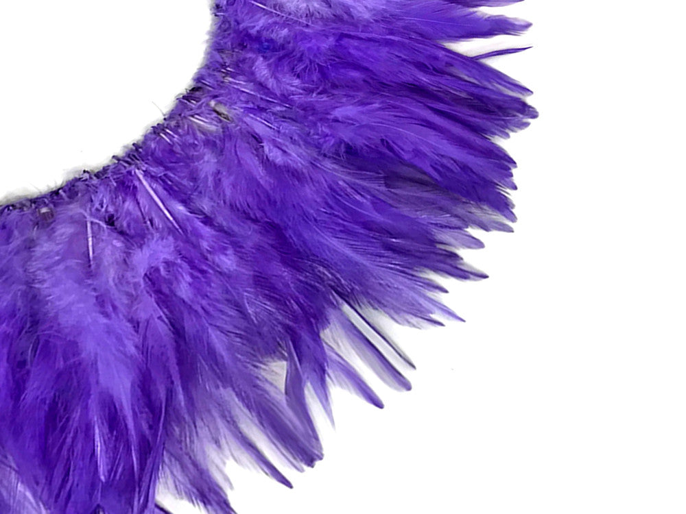 4 Inch Strip – 4-6” Dyed Lavender Strung Chinese Rooster Saddle Feathers