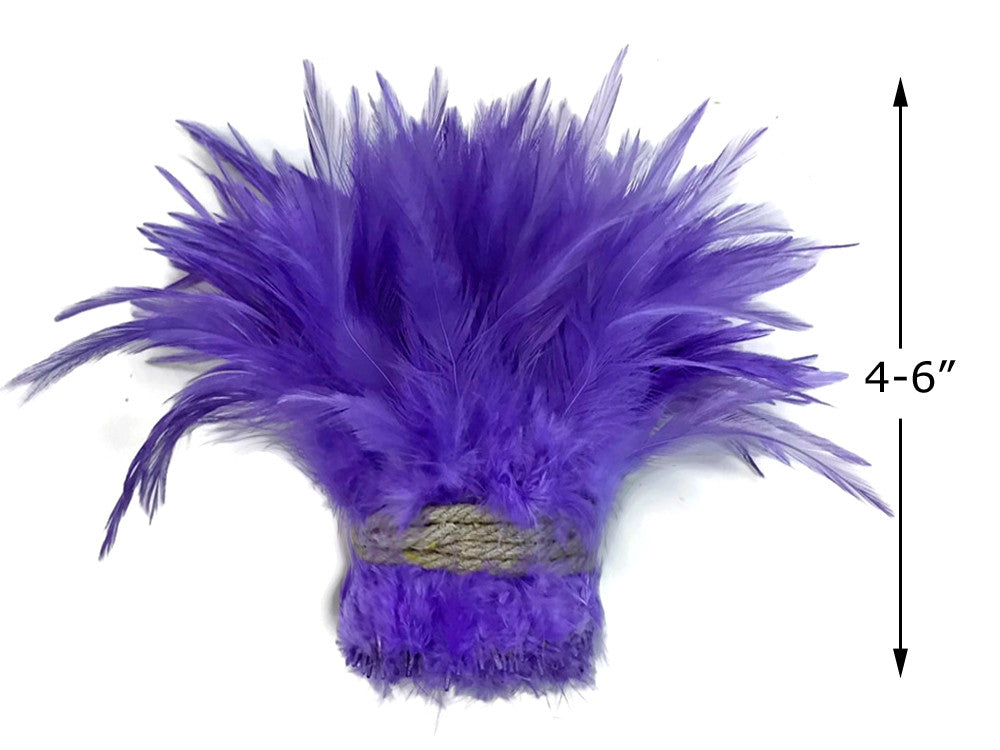 4 Inch Strip – 4-6” Dyed Lavender Strung Chinese Rooster Saddle Feathers