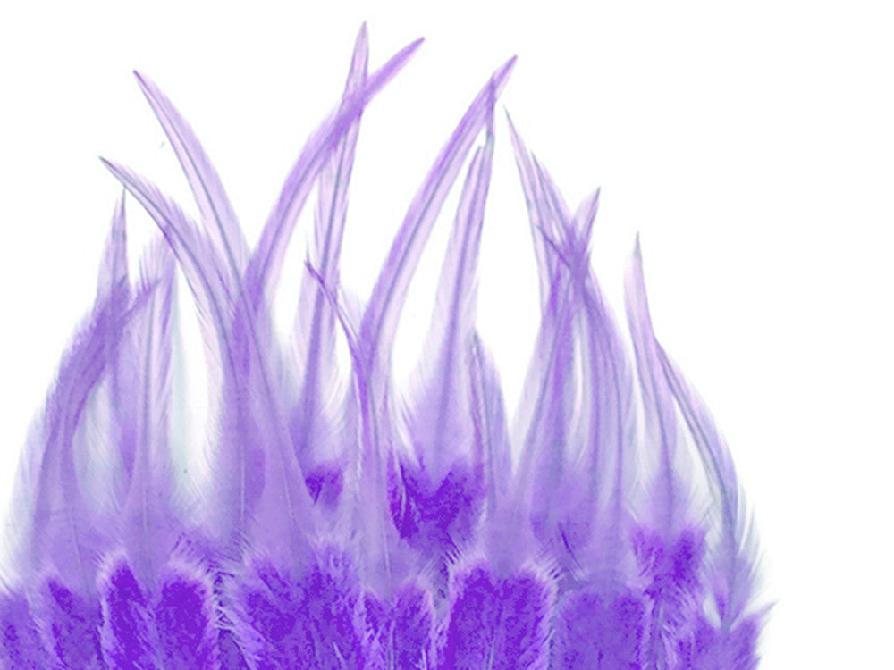 1 Dozen - Short Solid Lavender Whiting Farm Rooster Saddle Hair Extension Feathers