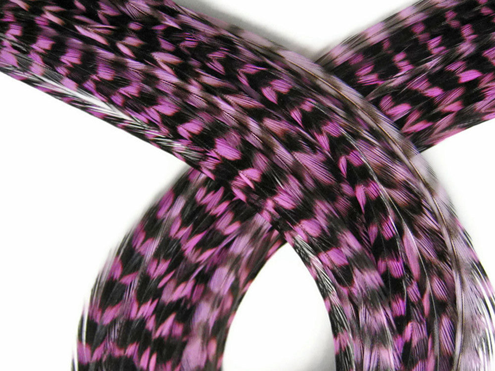 10 Pieces - Lavender Thin Long Grizzly Whiting Farm Rooster Hair Extension Feathers