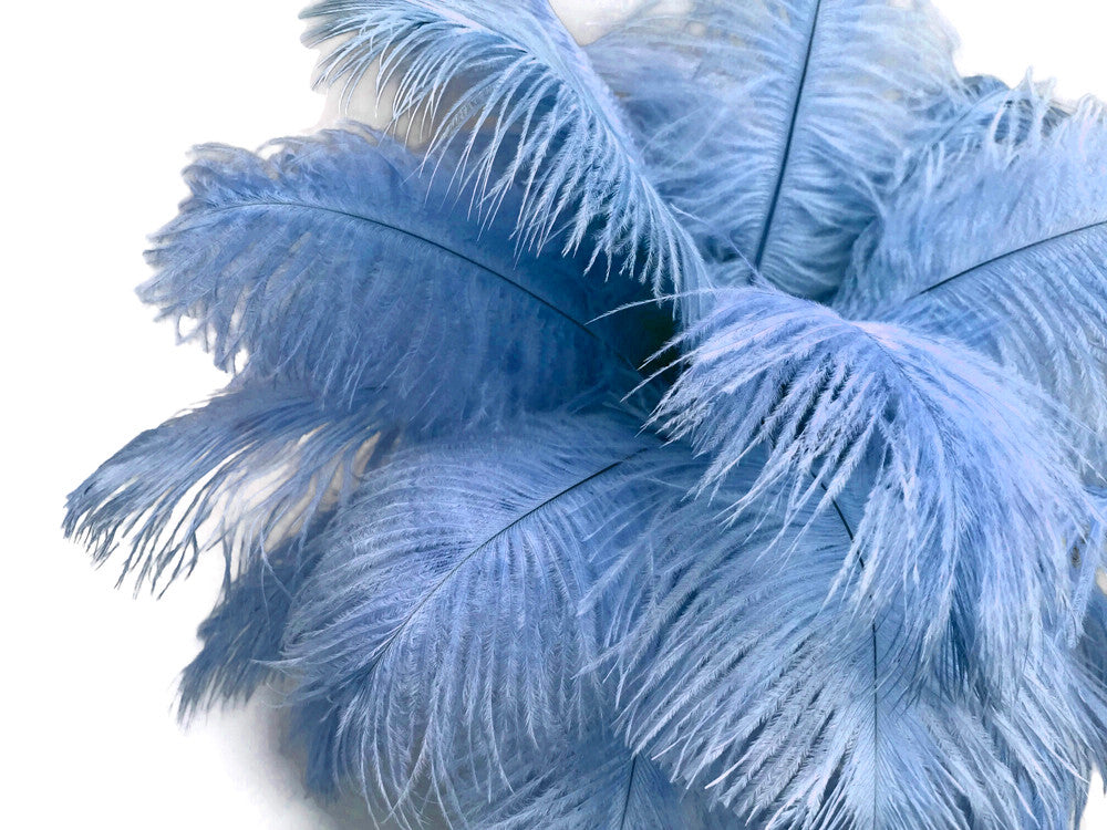 100 Pieces - 8-10" Light Blue Ostrich Dyed Drab Body Wholesale Feathers (Bulk)