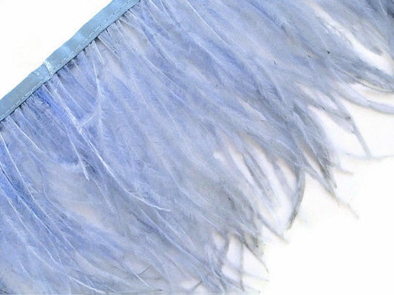 6 Inch Strip - Light Blue Ostrich Fringe Trim Feather