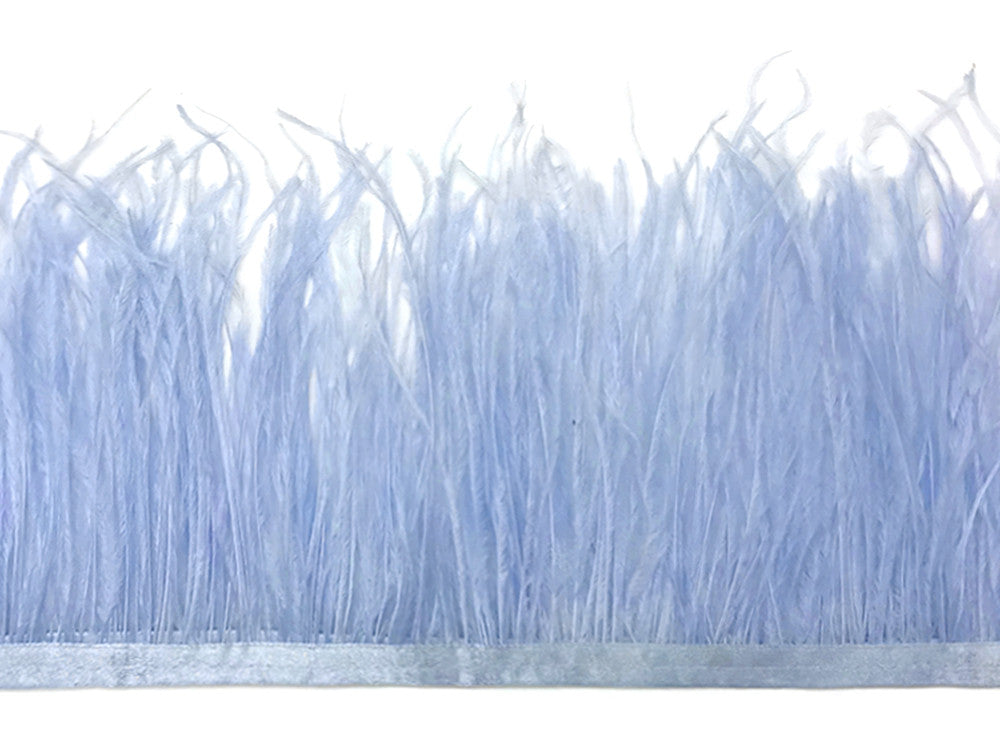 6 Inch Strip - Light Blue Ostrich Fringe Trim Feather