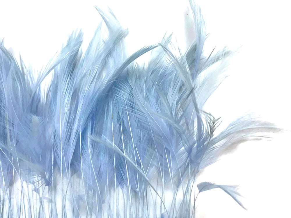 1 Dozen - Light Blue Stripped Rooster Neck Hackle Eyelash Feather