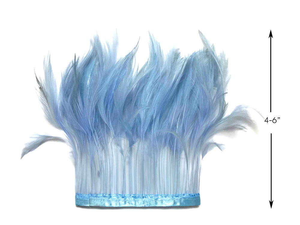 1 Dozen - Light Blue Stripped Rooster Neck Hackle Eyelash Feather