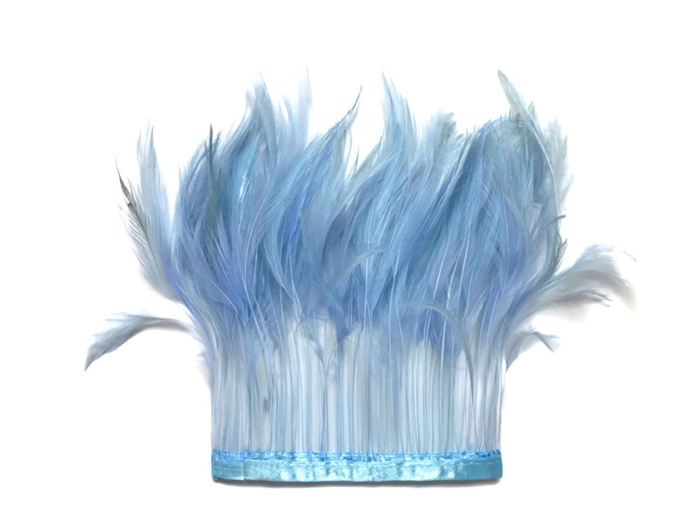 1 Dozen - Light Blue Stripped Rooster Neck Hackle Eyelash Feather