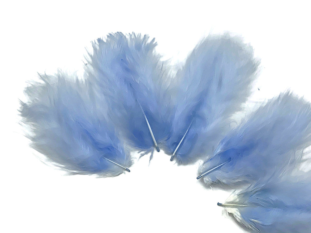 1/4 Lb - Baby Blue Turkey Marabou Short Down Fluffy Loose Wholesale Feathers (Bulk)