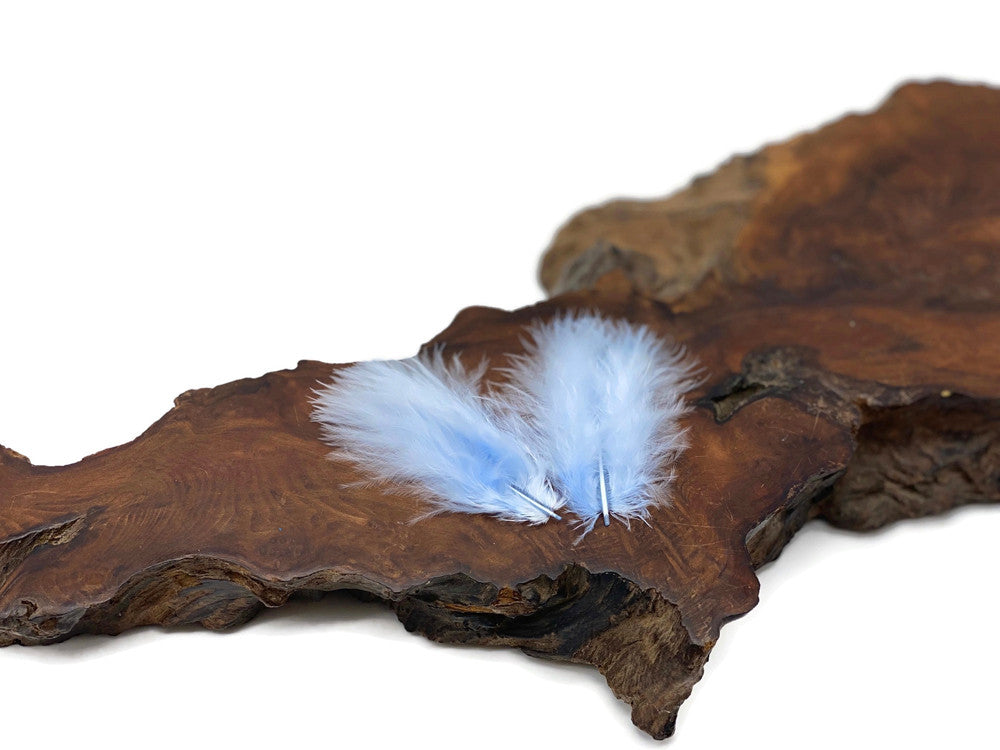 1/4 Lb - Baby Blue Turkey Marabou Short Down Fluffy Loose Wholesale Feathers (Bulk)