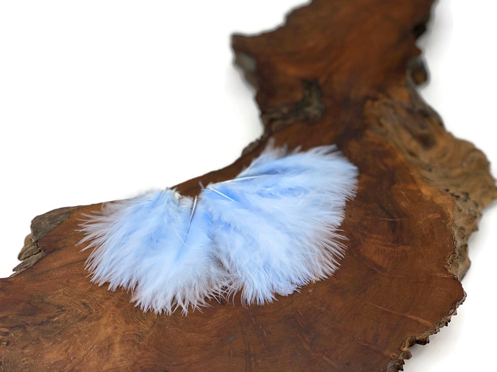 1/4 Lb - Baby Blue Turkey Marabou Short Down Fluffy Loose Wholesale Feathers (Bulk)