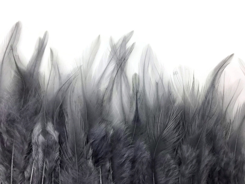 1 Yard - Silver Gray Rooster Neck Hackle Saddle Feather Wholesale Trim