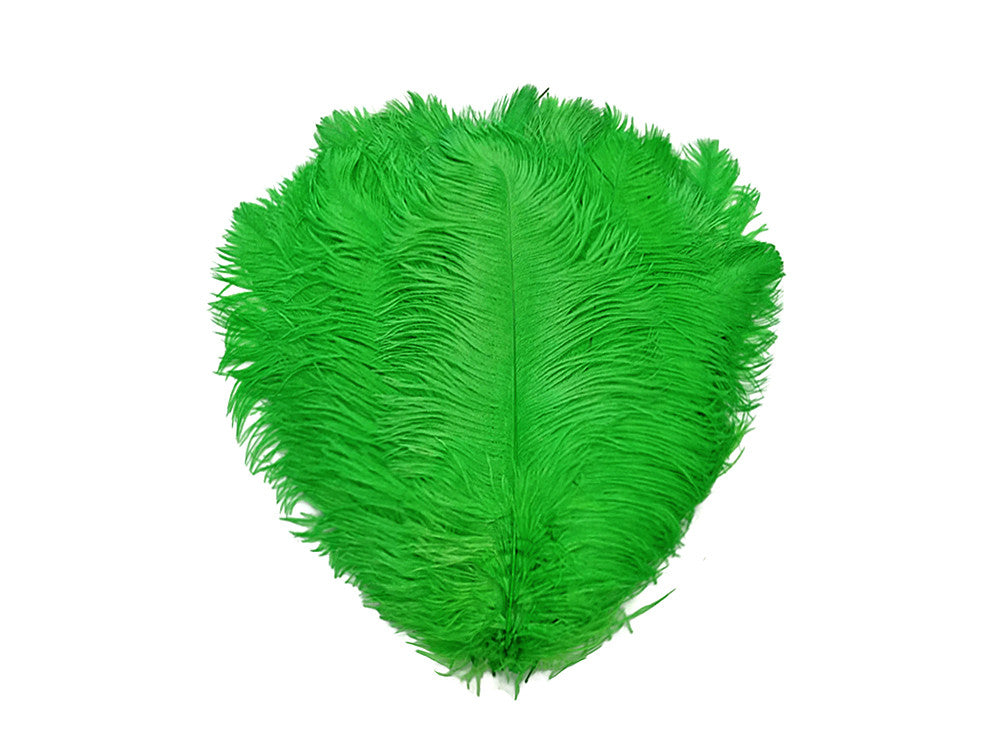 10 Pieces - 14-17" Light Green Ostrich Dyed Drab Body Feathers