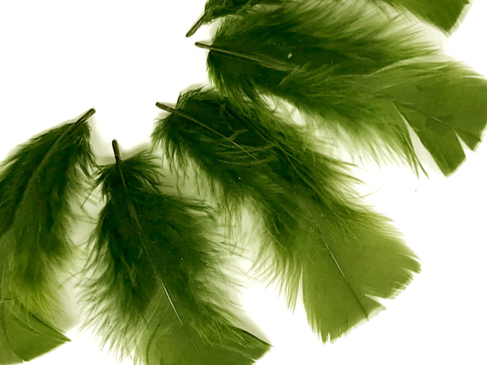 1 Pack - Olive Green Dyed Turkey T-Base triangle Body Plumage Feathers 0.50 Oz.