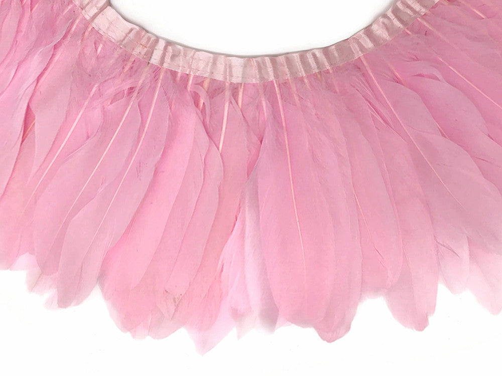 1 Yard - Light Pink Goose Pallet Parried Dyed Feather Trim